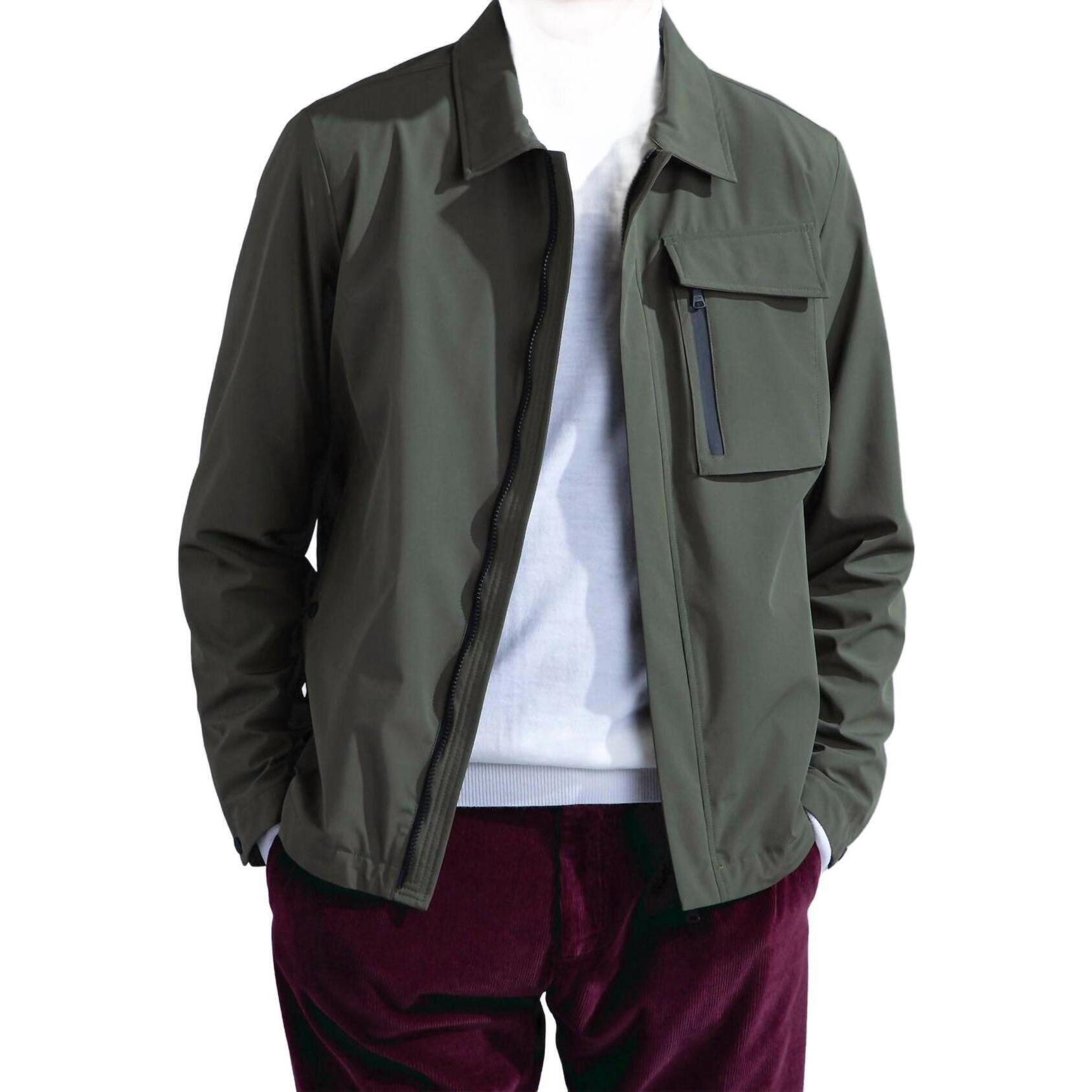 New Paul & Shark Save The Sea Re 4x4 Stretch Typhoon Shacket In Olive